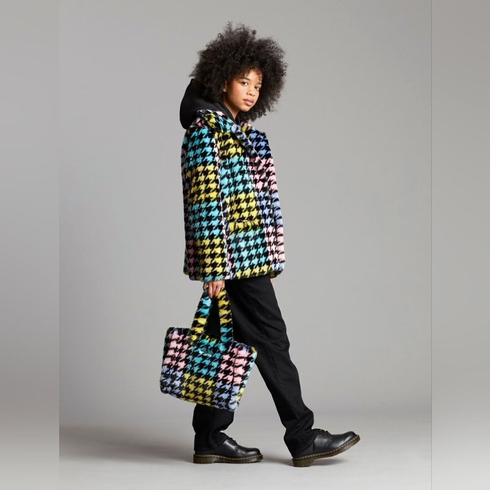 Teddy Fresh Pastel Houndstooth Teddy Coat Size Small - Picture 10 of 10